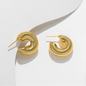 18K Gold Plated Chunky Hoops*Lightweight Hoop Earrings*